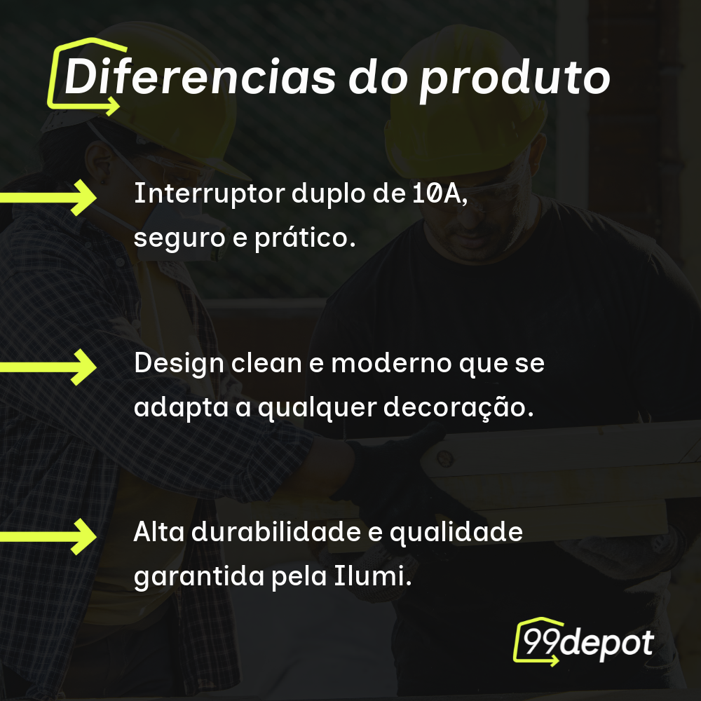 Interruptor Duplo Branco 10A - Ilumi