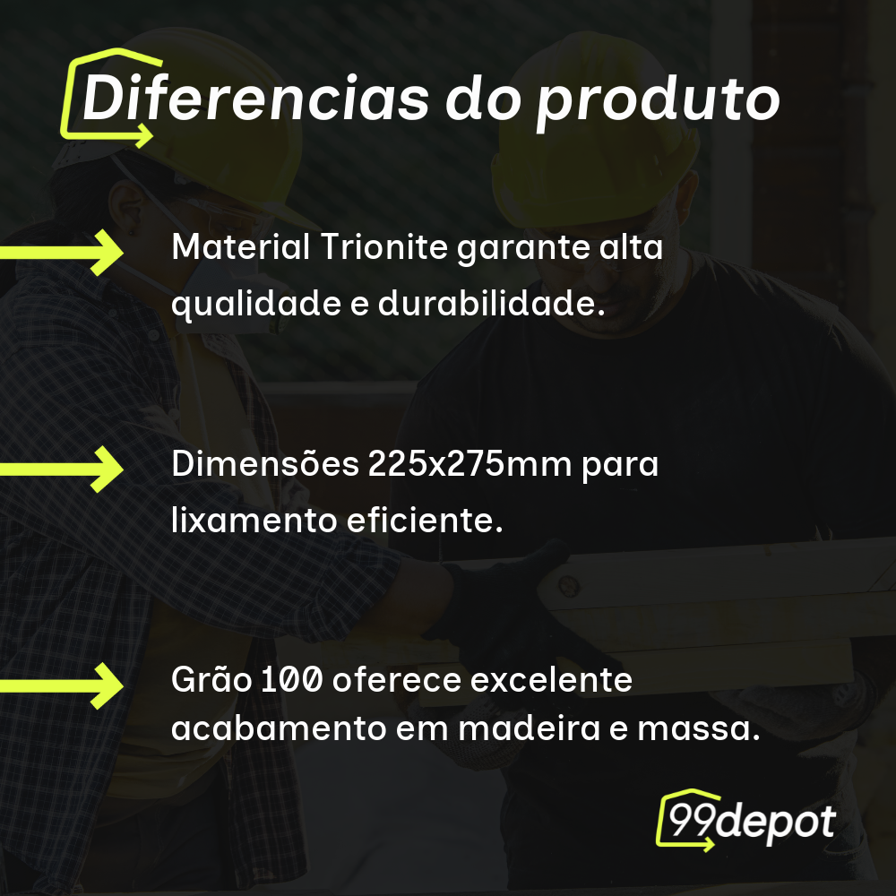 10 Lixas Massa/Madeira Trionite Grão 100 - Lixas Tatu