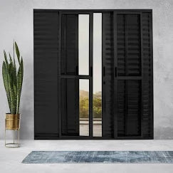 Porta Balcão ou Correr L25 alumínio preto 6 folhas 210x250