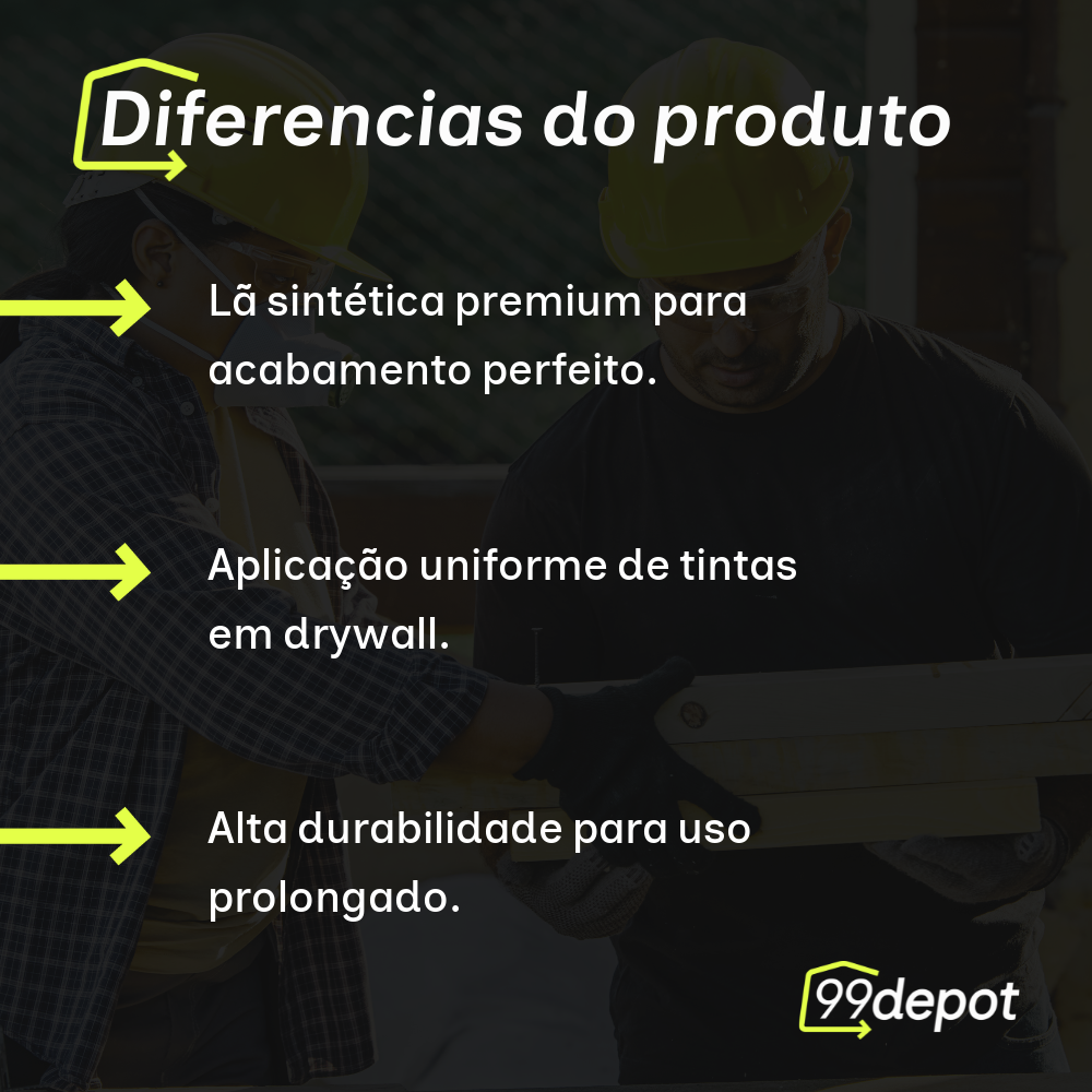 Rolo de Lã Sintética para Drywall 23cm - Atlas