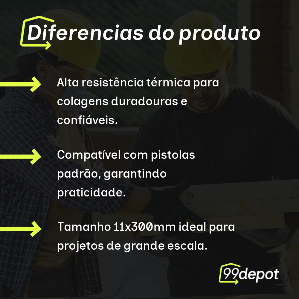 10 Bastões de Cola Quente Branca 11x300mm - Artepunto