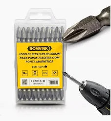 Kit com 10 Bits Duplos 100mm com Ponta Magnética - 99depot