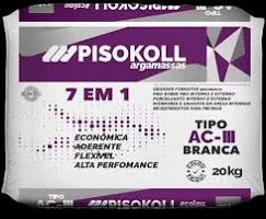 Kit 50 sacos - Argamassa ACIII Pisokoll interno e externo 20 kg Cor Branca Preço FOB