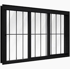 Vitrô L25 3 Planos Móveis Alumínio Preto 180 x 120 - Com Grade