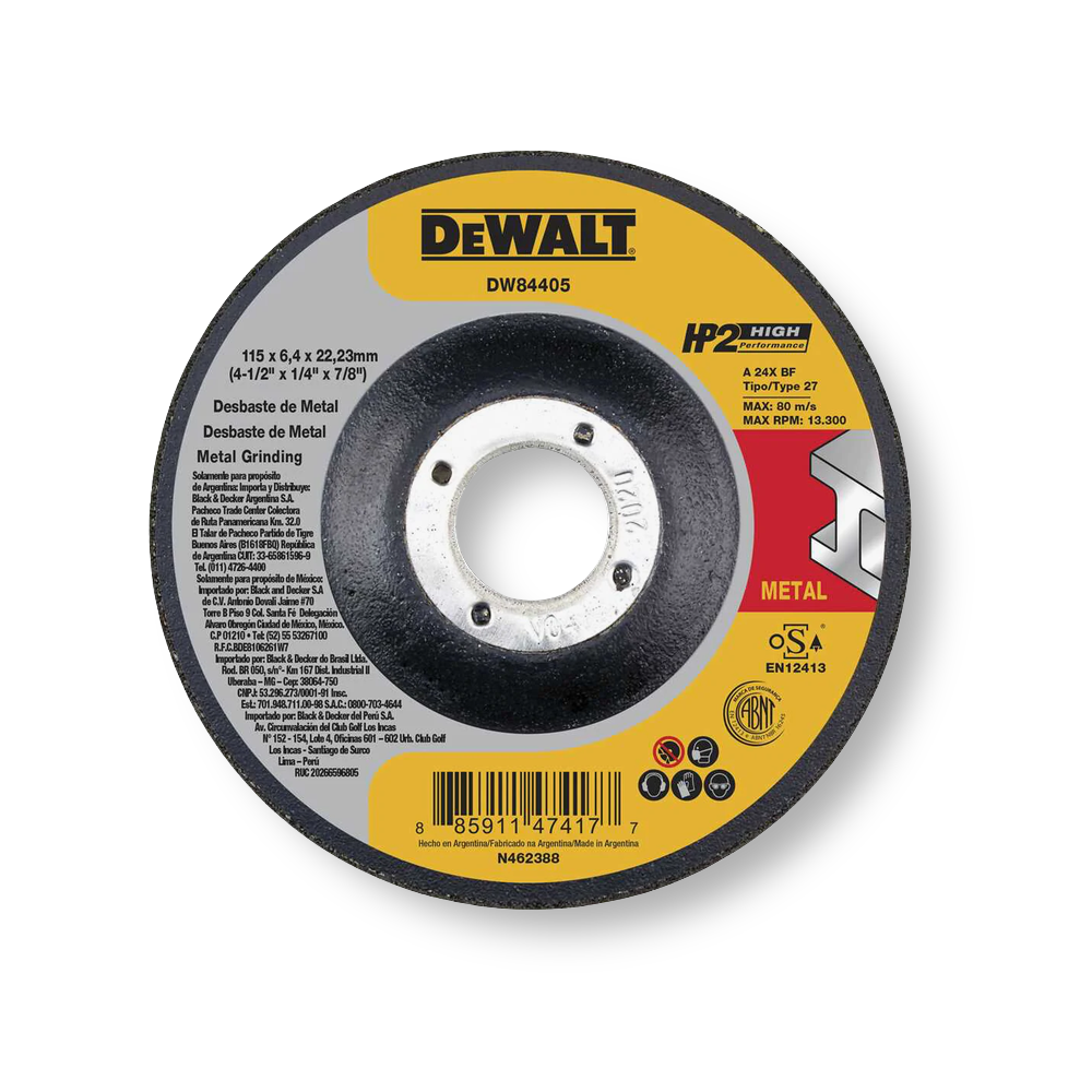 Disco de Desbaste de Metal DW84405 115 x 6,4 x 22,23 mm - DeWALT