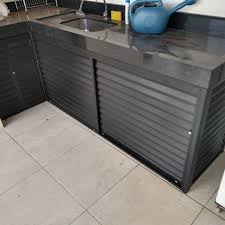 Gabinete / Armário / Fechamento de Pia L25, 150 x 100, Alumínio Preto