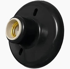 Plafon com soquete de porcelana preto V91 - 99depot