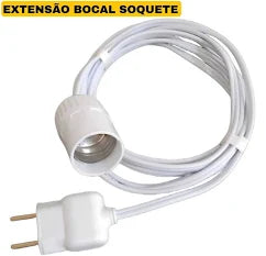 Bocal com extensáo 2P 10 amp. fio 2,0 x 0,5 mm2 E27 V32/1,5 metros - 99depot