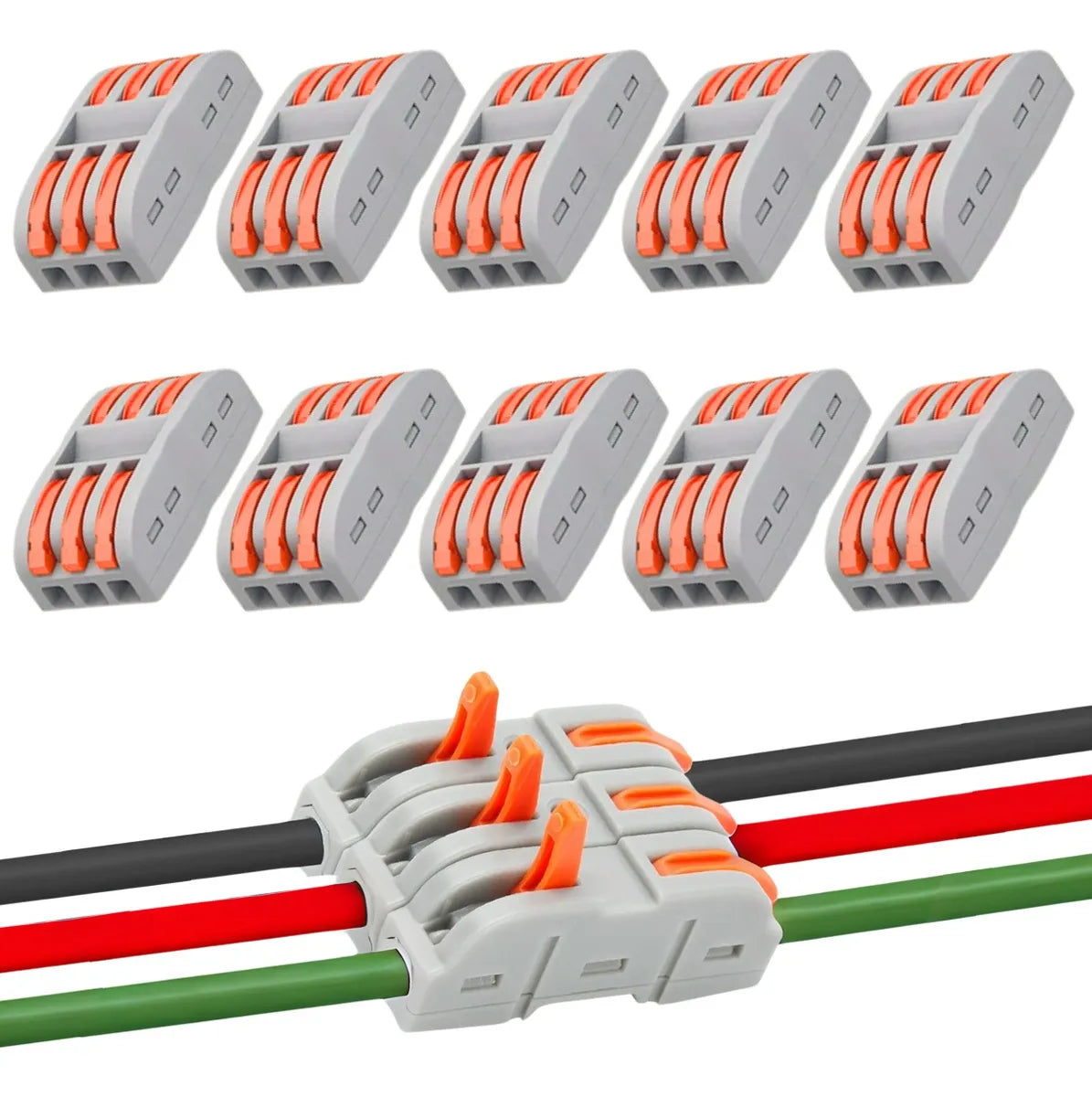Conector de fio rápido emenda click alavanca - 3 vias