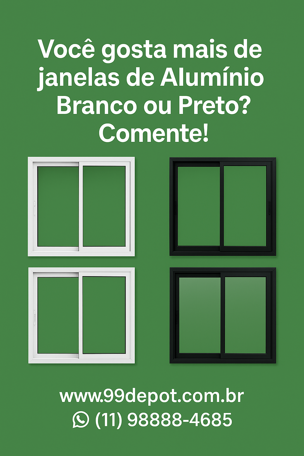 Vitro L25 4 folhas 180 x 100 Alumínio branco com grade