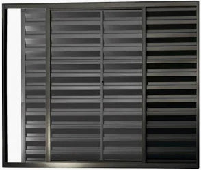 Veneziana L25 3 folhas Alumínio preto 150 x 120 sem grade