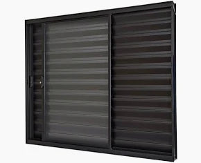 Veneziana L25 3 folhas Alumínio Preto - 120 x 120 - Sem grade