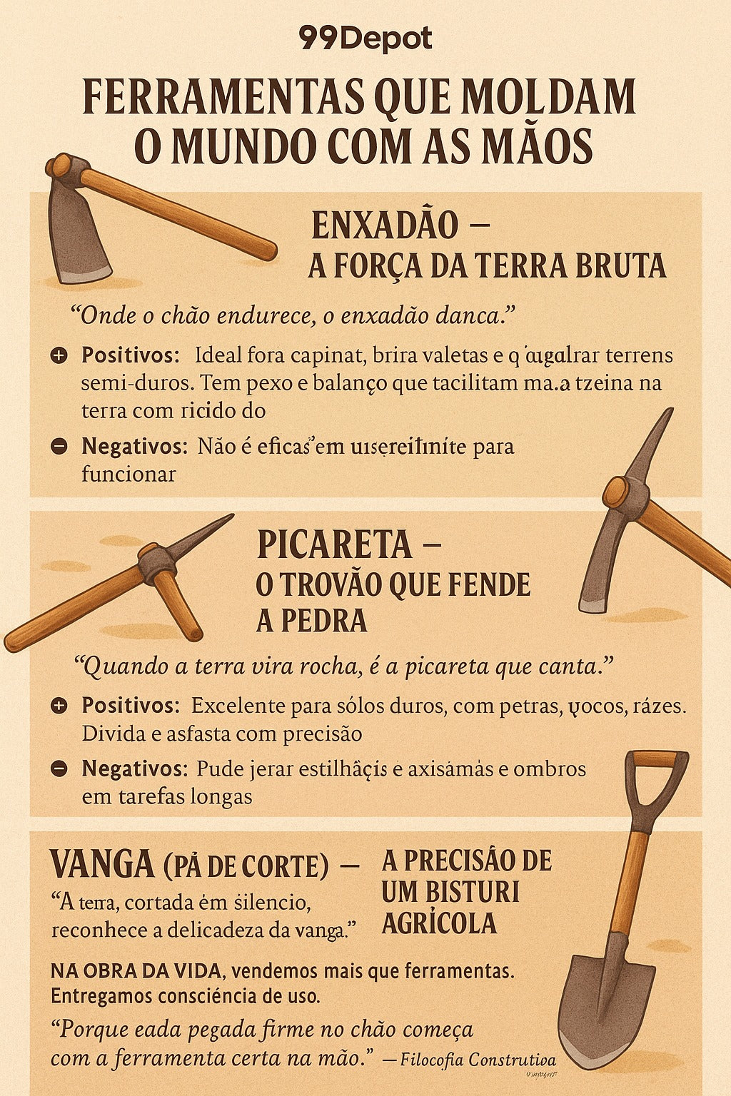 Enxadao x Picareta x Vanga . 99depot mostra......