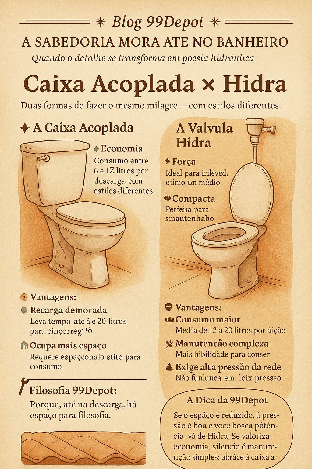 Hidra x Caixa Acoplada.  99depot mostra......