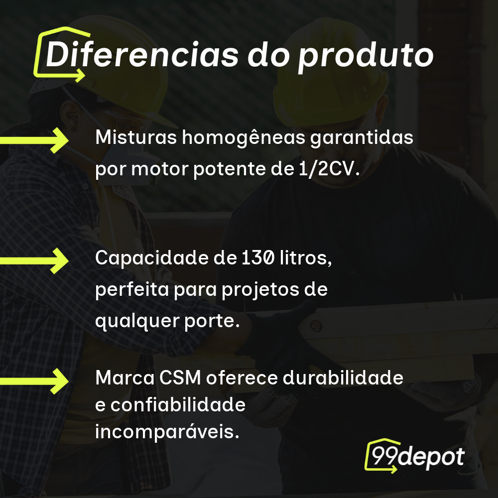 Betoneira 130L Com Motor de 1/2CV - CSM