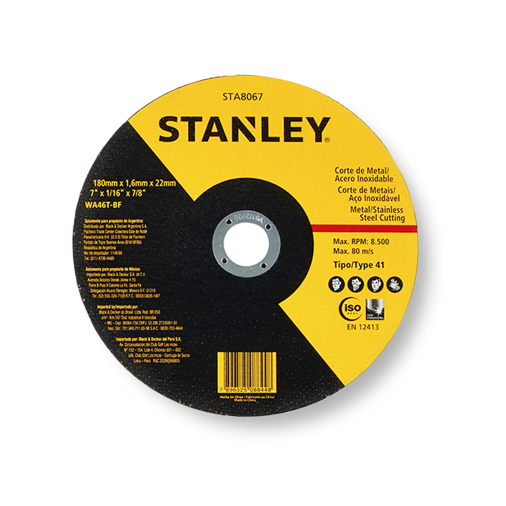 Disco de Corte Inox 7" x 7/8" x 1.6mm - Stanley