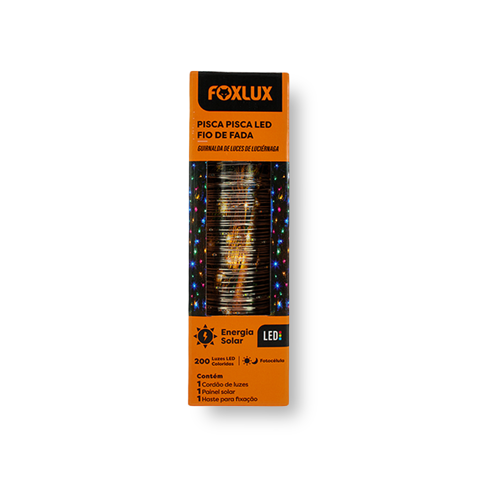 Pisca-Pisca Solar 200 LED 20M Colorido - Foxlux