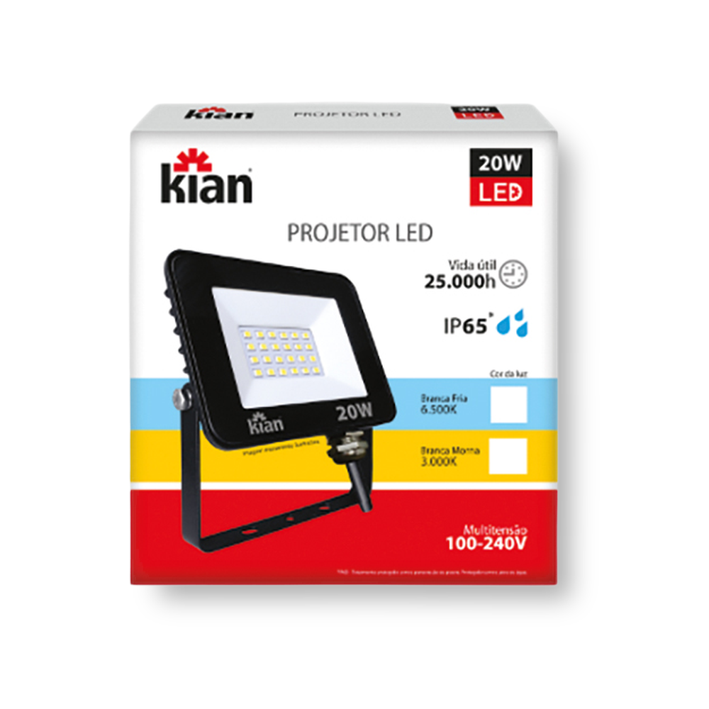 Refletor com LED 20W 6500K IP65 - Kian