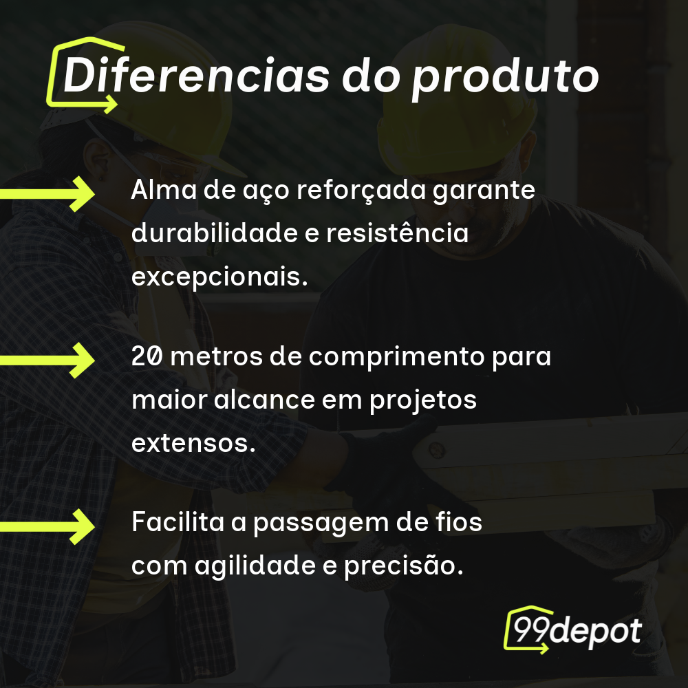 Passador de Fios com Alma de Aço Reforçada 20m - Vonder