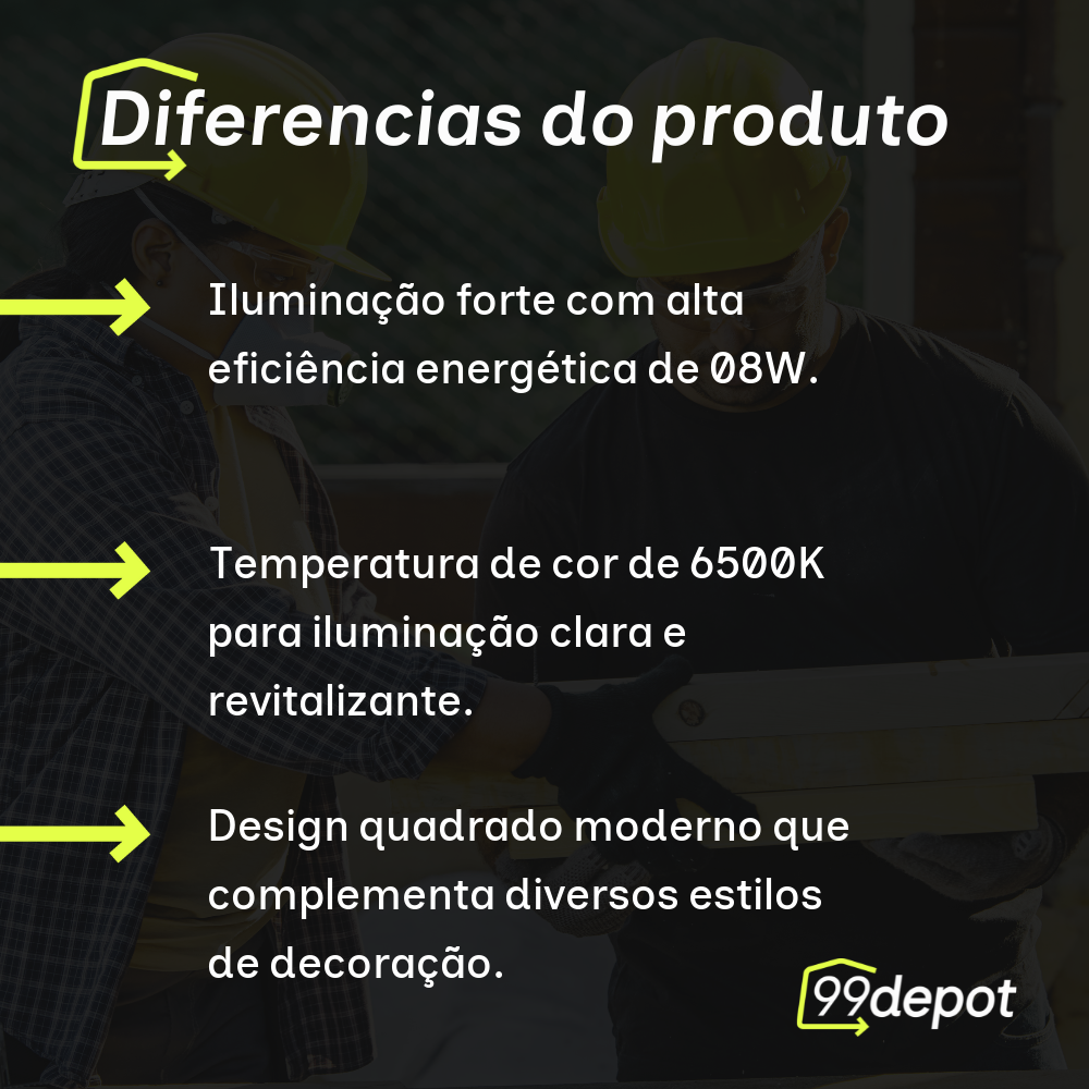 Spot Embutir 8W LED 6500K Quadrado Preto - Blumenau