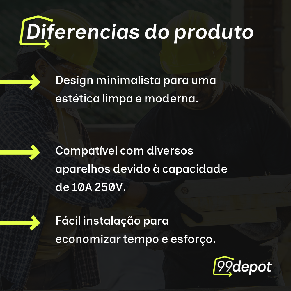 5 Interruptores Simples Branco sem Espelho 10A 250V - 99depot