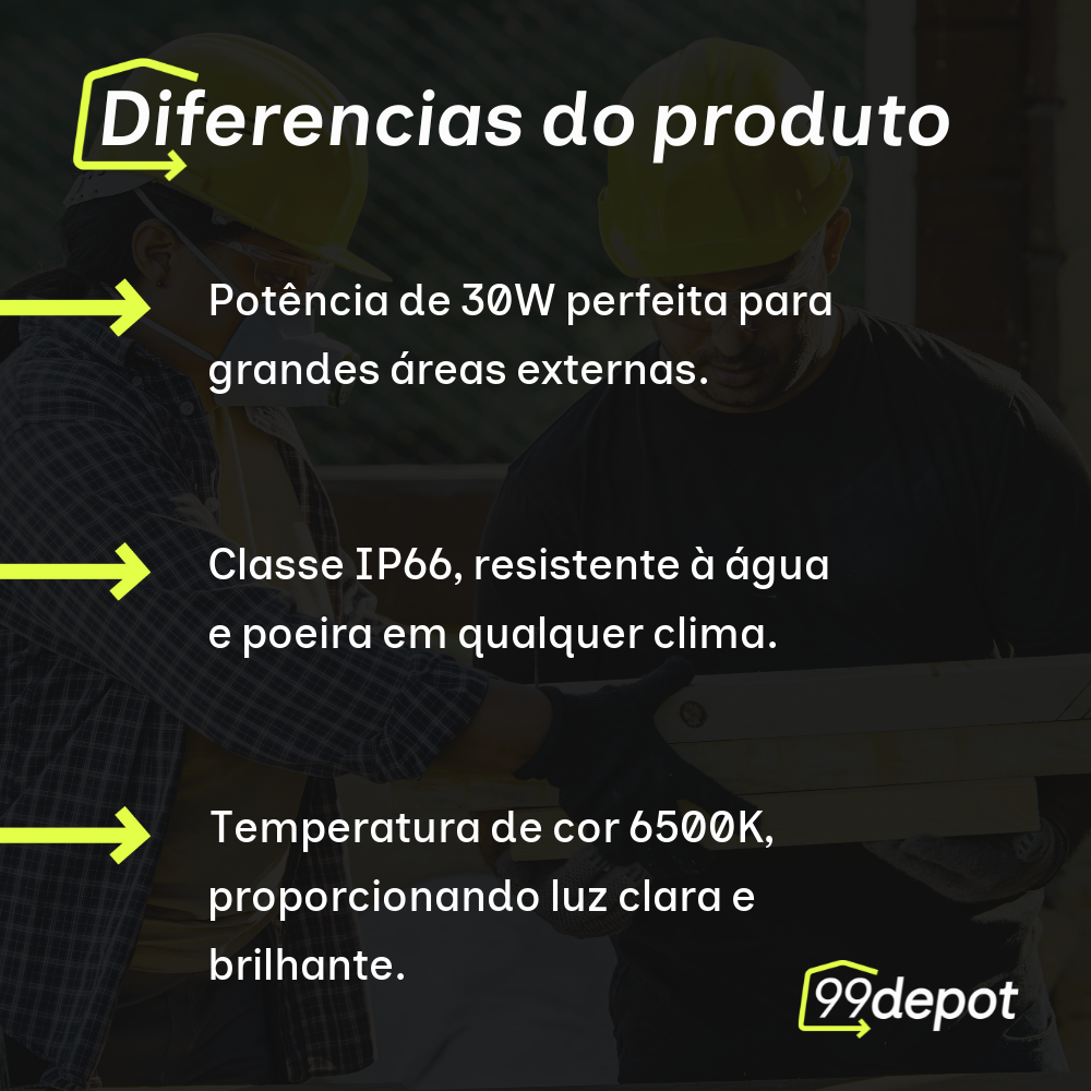 Refletor com LED 30W IP66 6500K - Blumenau