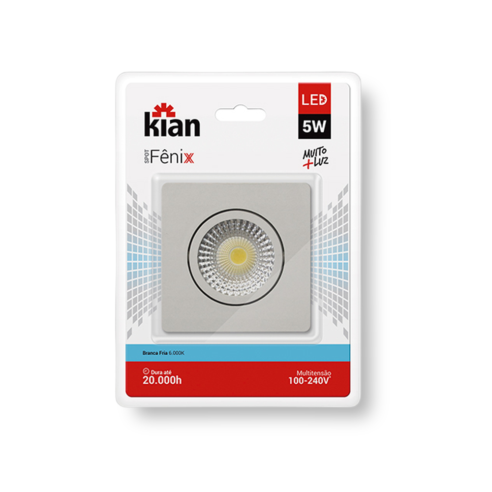 Spot Embutido LED 5W 6000K Quadrado - Kian