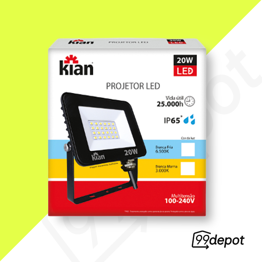 Refletor com LED 20W 6500K IP65 - Kian