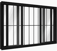 Vitrô L20 4 Folhas Alumínio Preto 100 x 100 - Com Grade