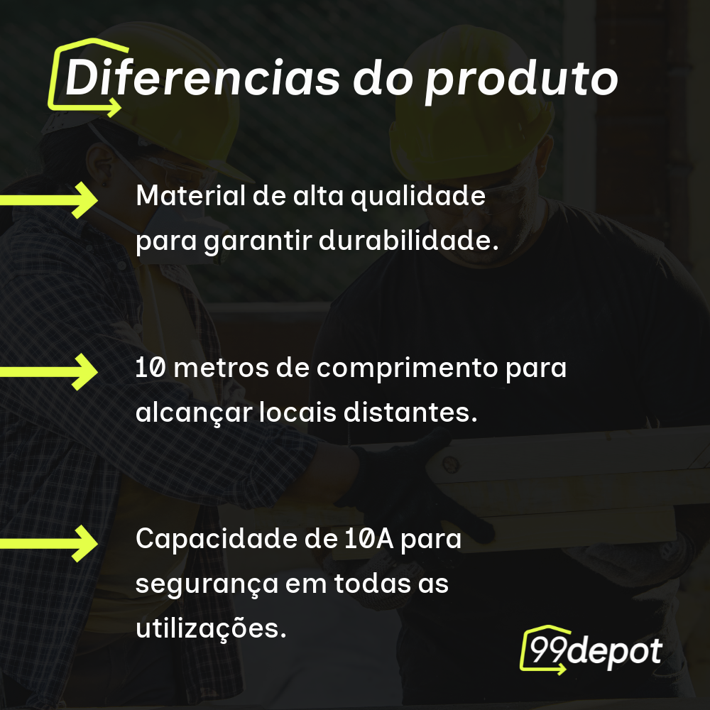 Extensão Eletrônica 10 Metros 2P+T 10A