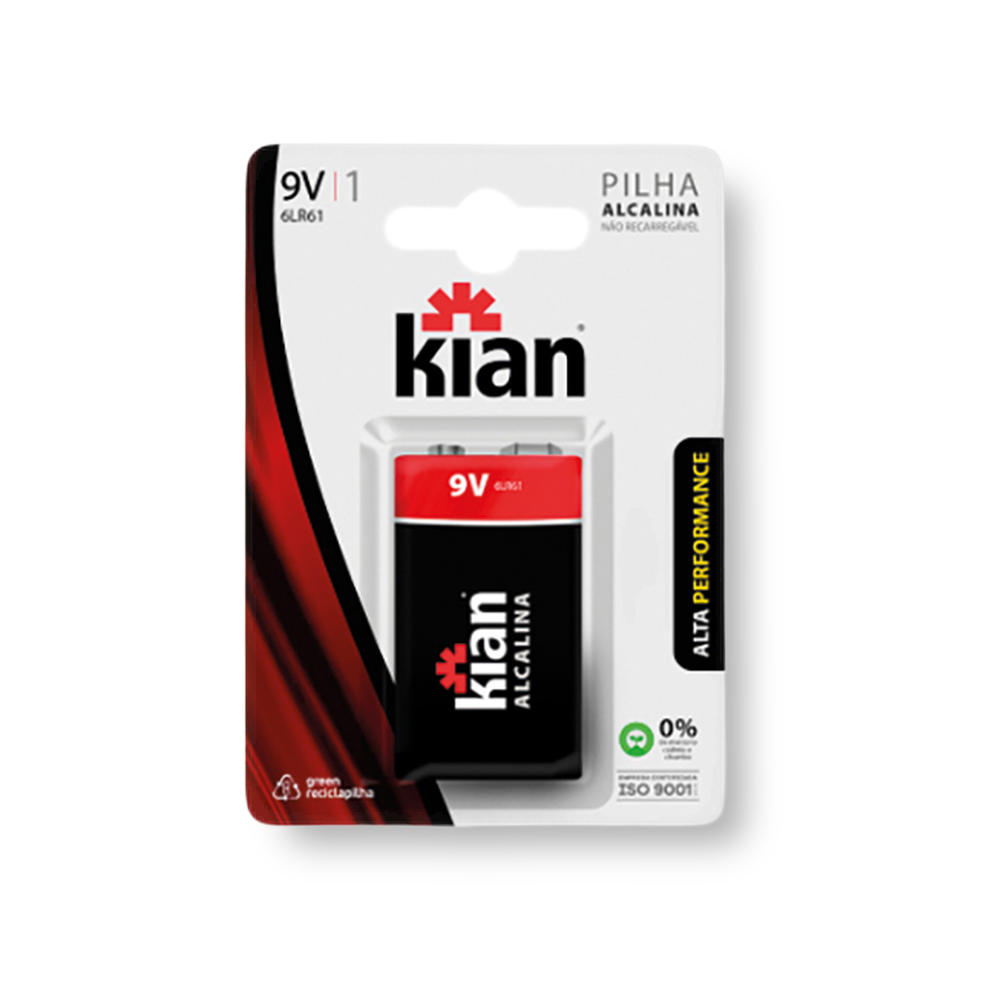 Pilha Alcalina 9V - Kian