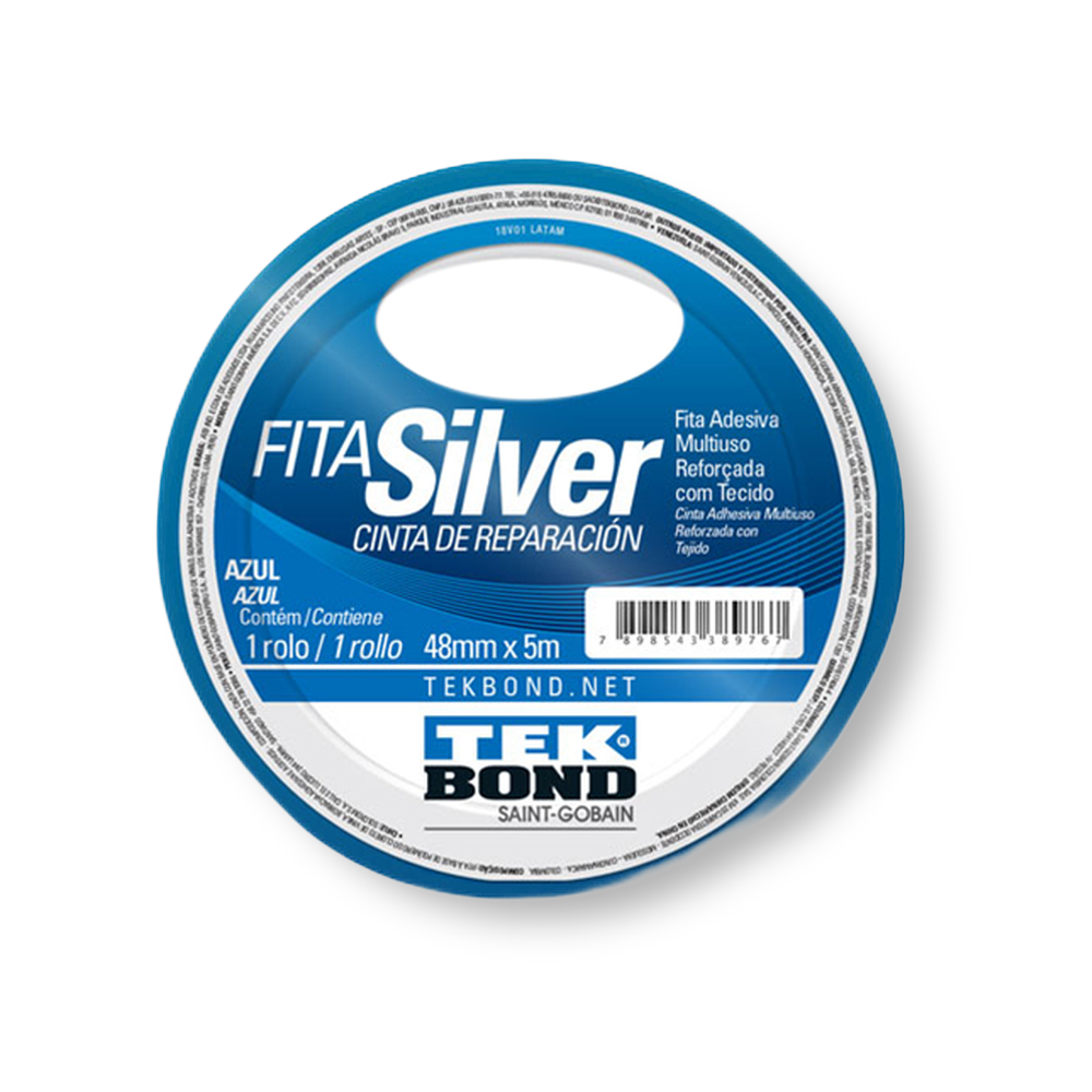 Fita Silver Tape Azul 48mm x 5m - Tekbond