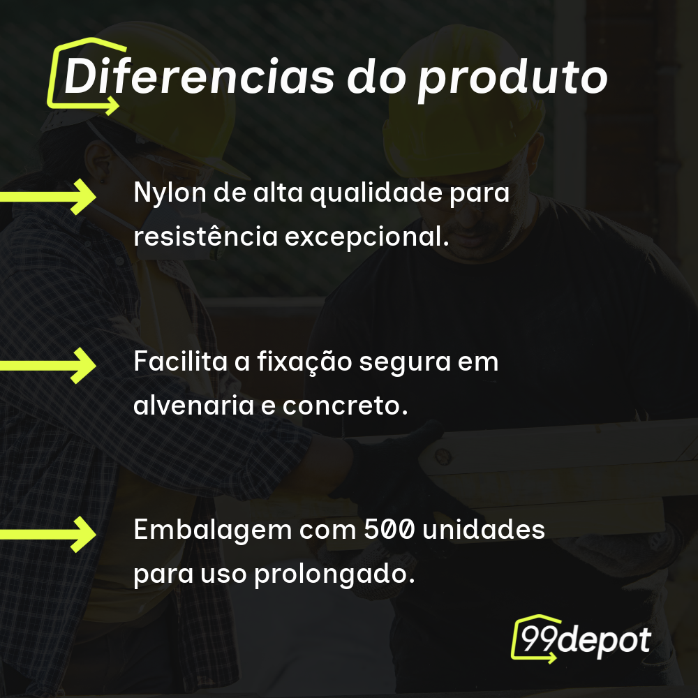 Bucha de Fixação Nylon 6 com 500 Unidades