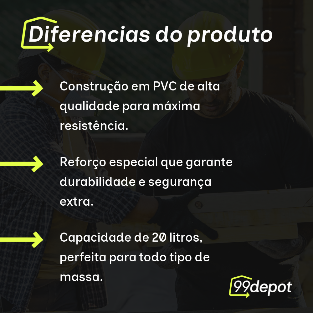 Caçamba para Massa em PVC 20L Reforçada