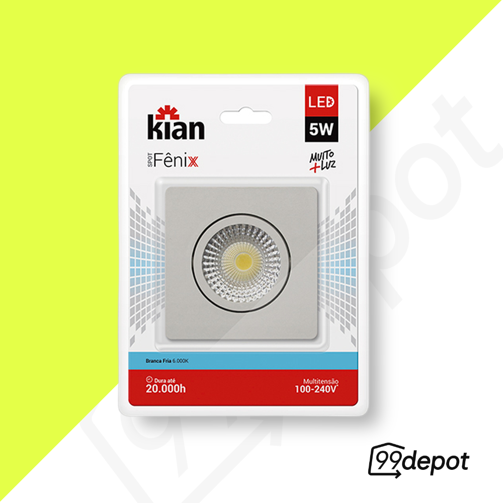 Spot Embutido LED 5W 6000K Quadrado - Kian