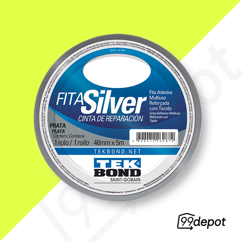 Fita Silver Tape Prata 48mm x 5m - Tekbond