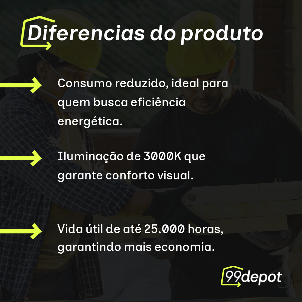 Spot LED 6W 3000K Quadrado Preto - Blumenau