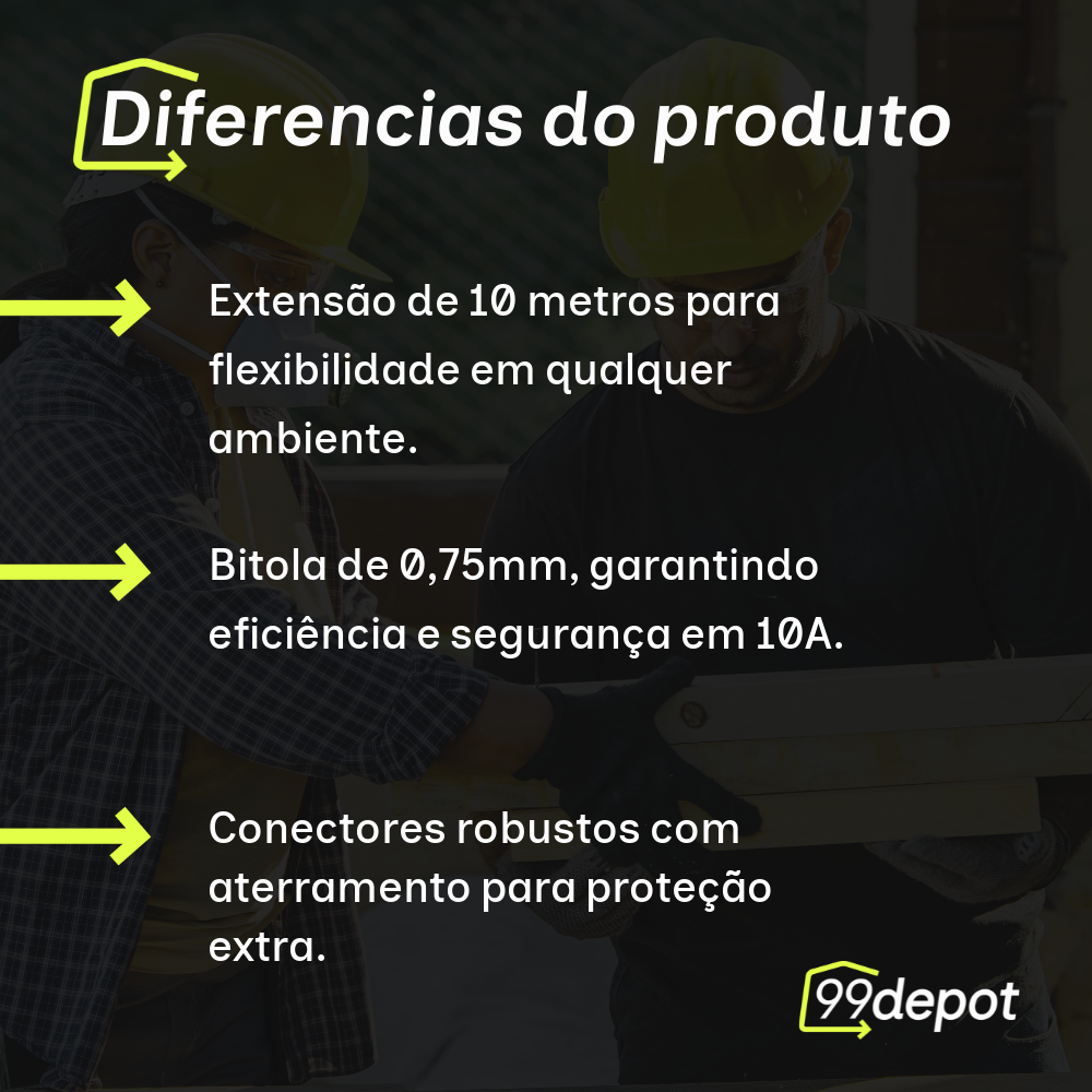 Extensão Elétrica 10m 2P+T 10A Branca