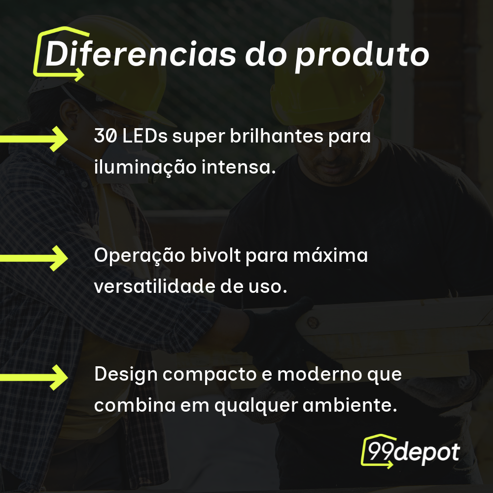 Luminária de Emergência Bivolt 30 LEDs - Foxlux