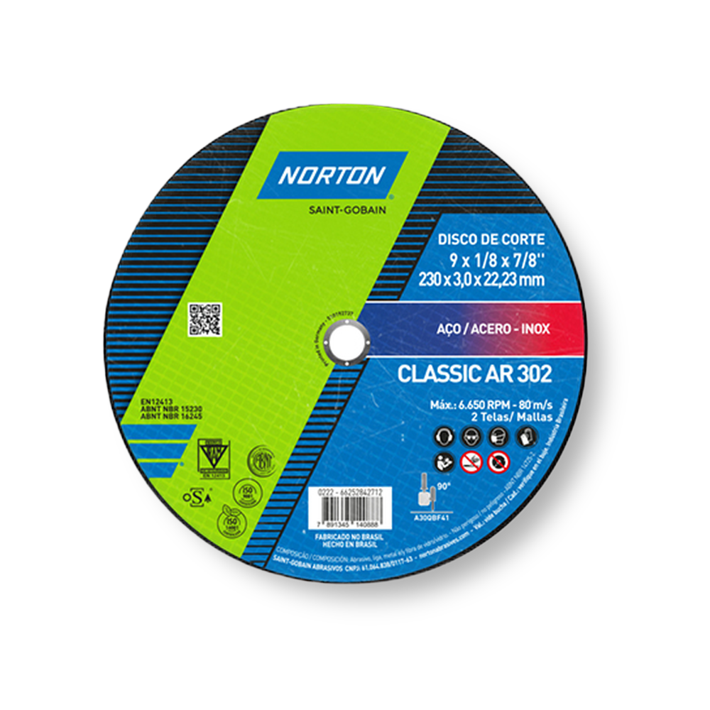 Disco de Corte para Ferro 9" x 7/8" - Norton