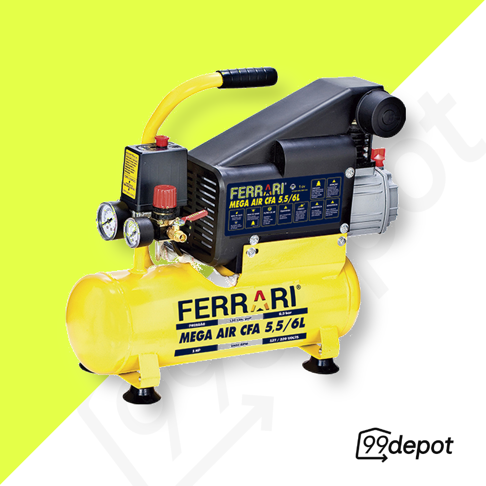 Compressor de Ar 1HP 5,5/6L 220V - Ferrari