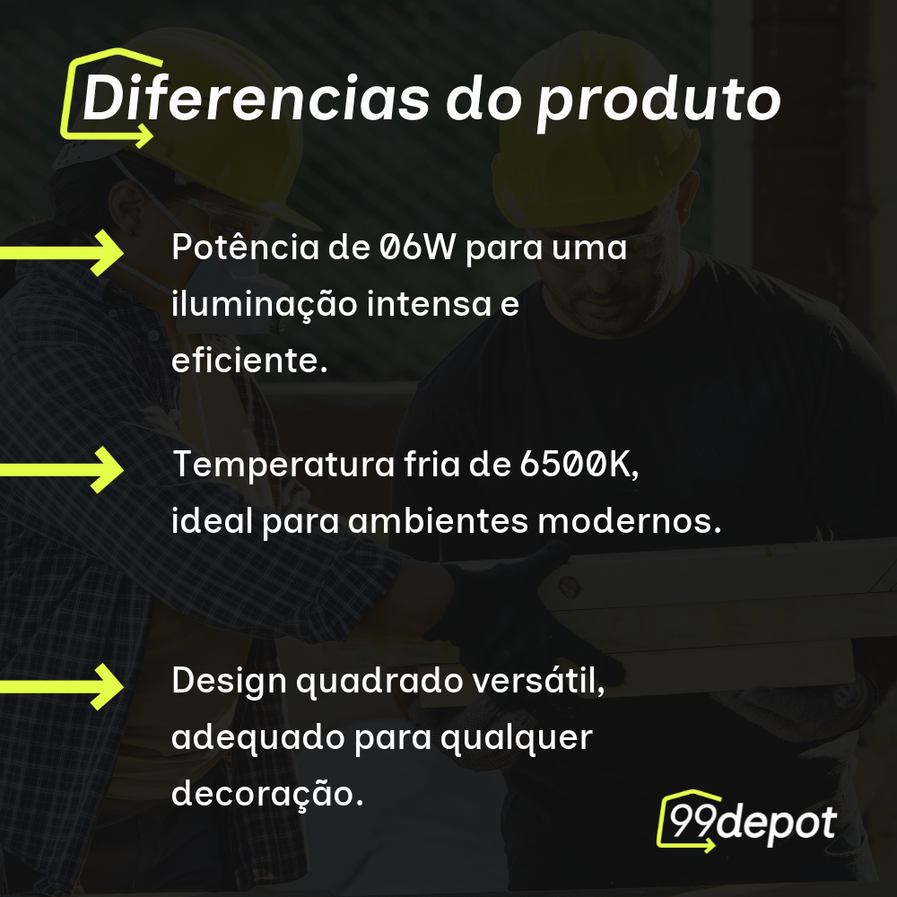 Spot Embutido 6W LED 6500K Quadrado - Blumenau