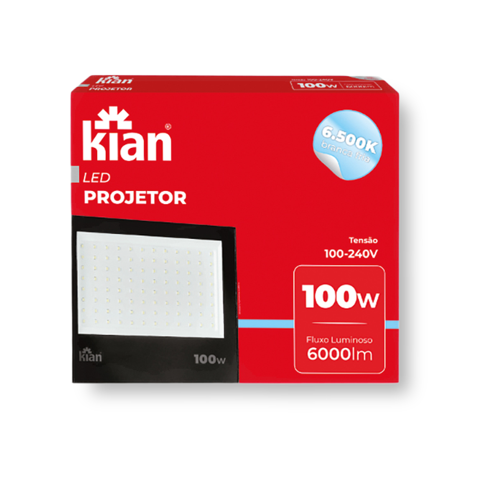 Refletor com LED 100W 6500K IP65 - Kian