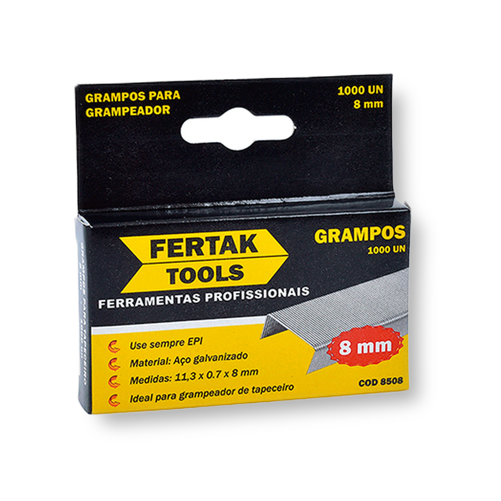 Grampo para Grampeador 08mm com 1000 Unidades - Fertak