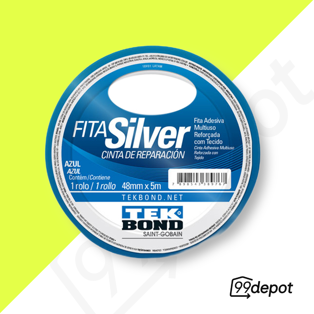 Fita Silver Tape Azul 48mm x 5m - Tekbond