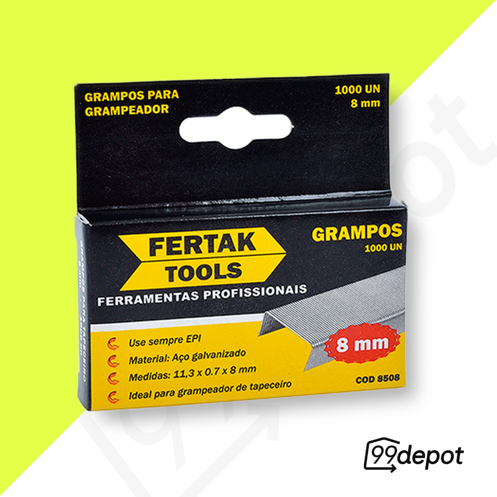 Grampo para Grampeador 08mm com 1000 Unidades - Fertak