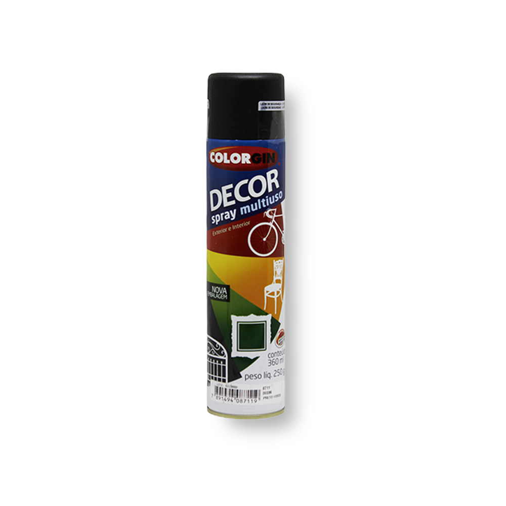 Spray Colorgin Decor Preto Fosco 360ml - Colorgin