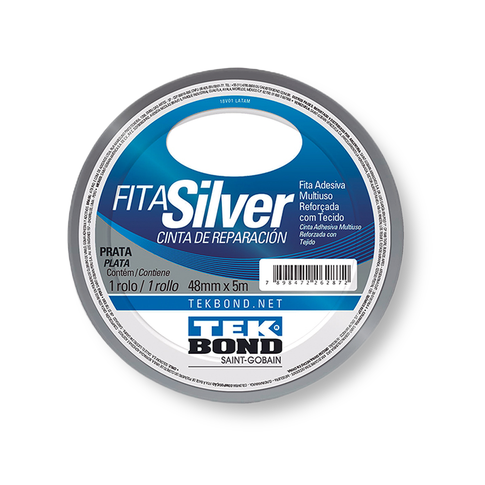 Fita Silver Tape Prata 48mm x 5m - Tekbond