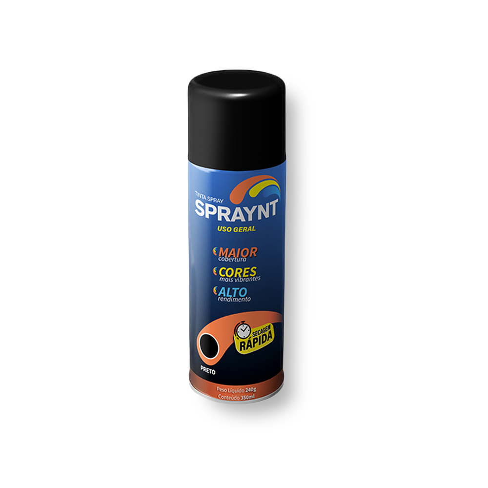 Spray Pintura Geral Preto Brilhante 350ml