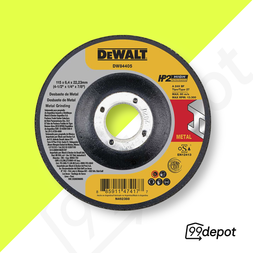 Disco de Desbaste de Metal DW84405 115 x 6,4 x 22,23 mm  - DeWALT